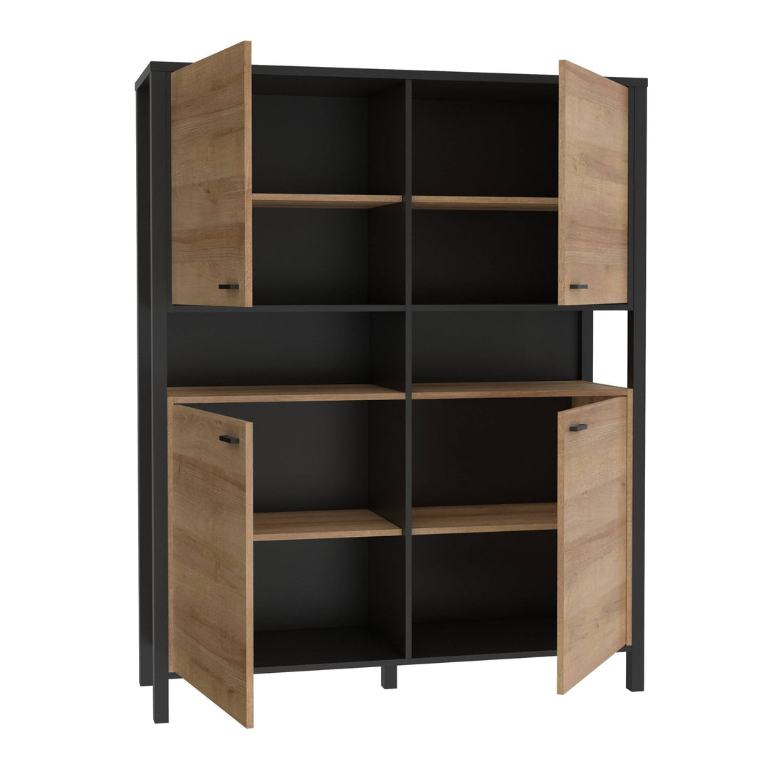 High Rock Storage Cabinet in Matt Black/Riviera Oak - TidySpaces