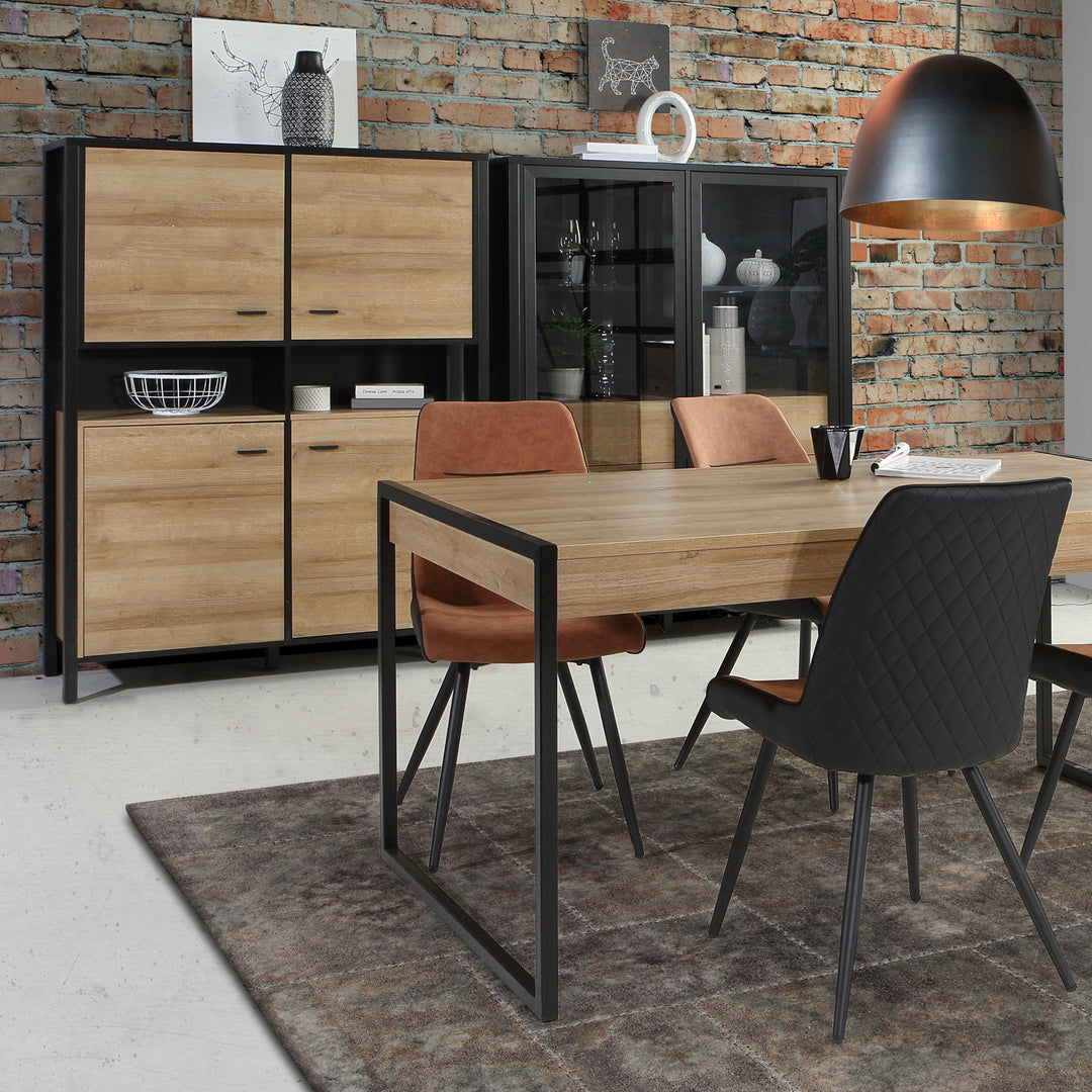 High Rock Storage Cabinet in Matt Black/Riviera Oak - TidySpaces