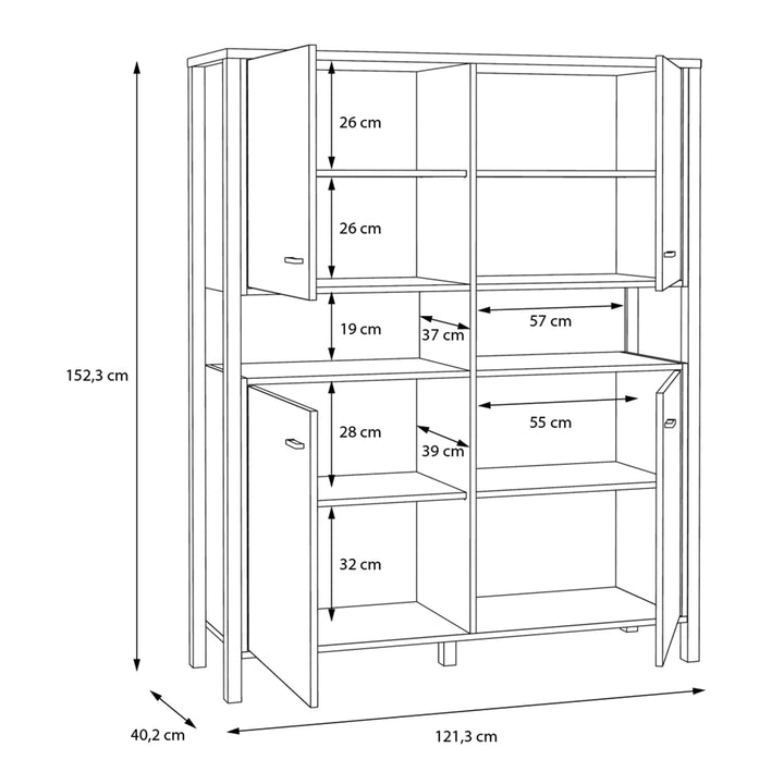 High Rock Storage Cabinet in Matt Black/Riviera Oak - TidySpaces