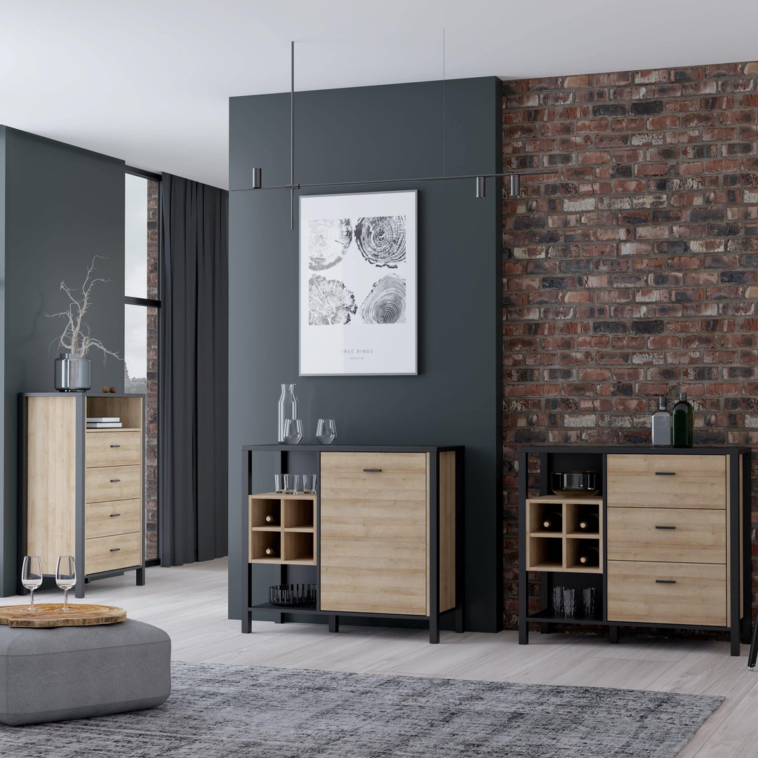 High Rock Storage / Display Chest in Matt Black/Riviera Oak - TidySpaces