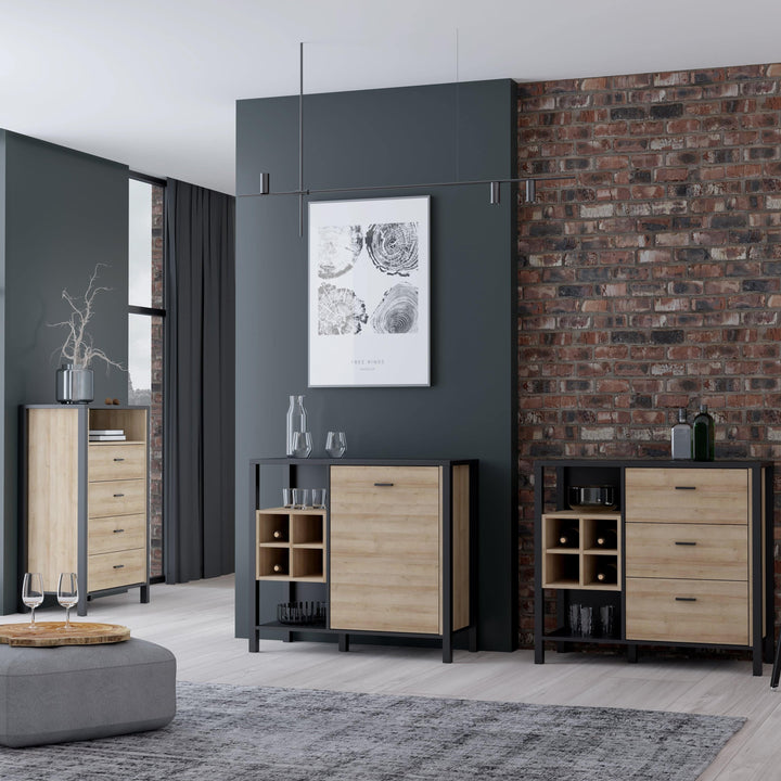 High Rock Storage / Display Chest in Matt Black/Riviera Oak - TidySpaces