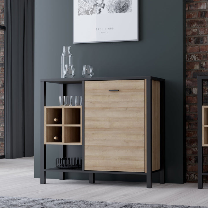 High Rock Storage / Display Chest in Matt Black/Riviera Oak - TidySpaces