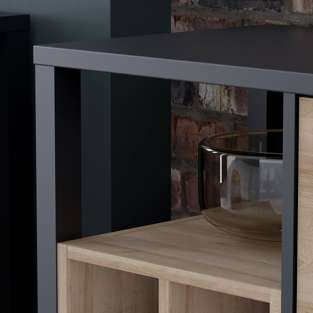 High Rock Storage / Display Chest in Matt Black/Riviera Oak - TidySpaces