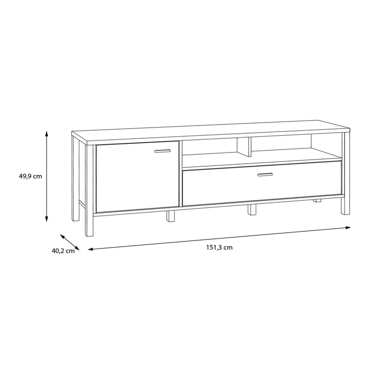 High Rock TV Unit in Matt Black/Riviera Oak - TidySpaces