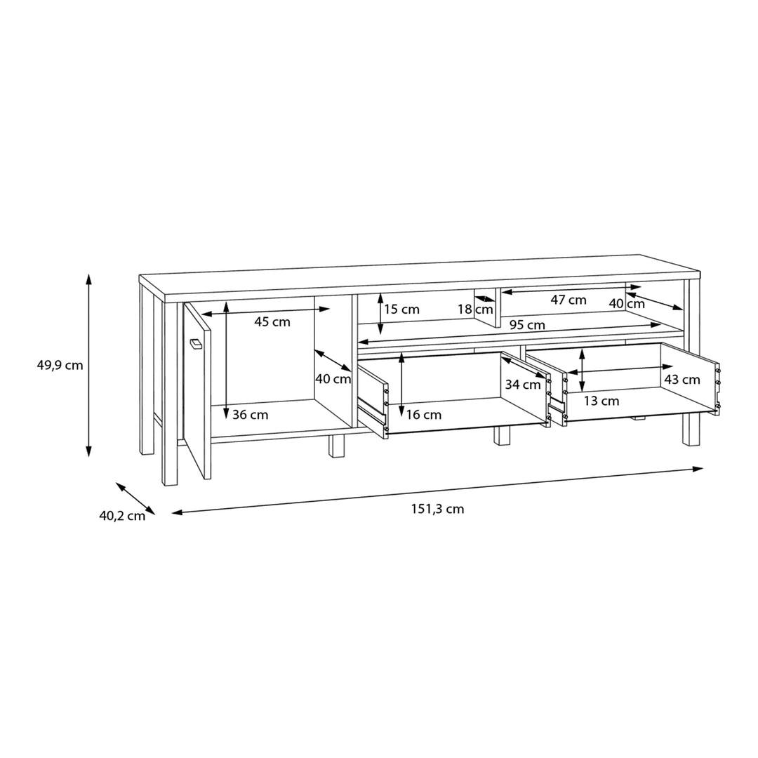 High Rock TV Unit in Matt Black/Riviera Oak - TidySpaces