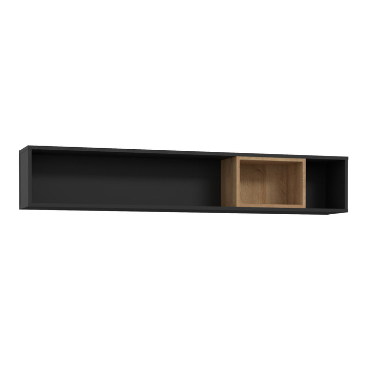 High Rock Wall Shelf in Matt Black/Riviera Oak - TidySpaces