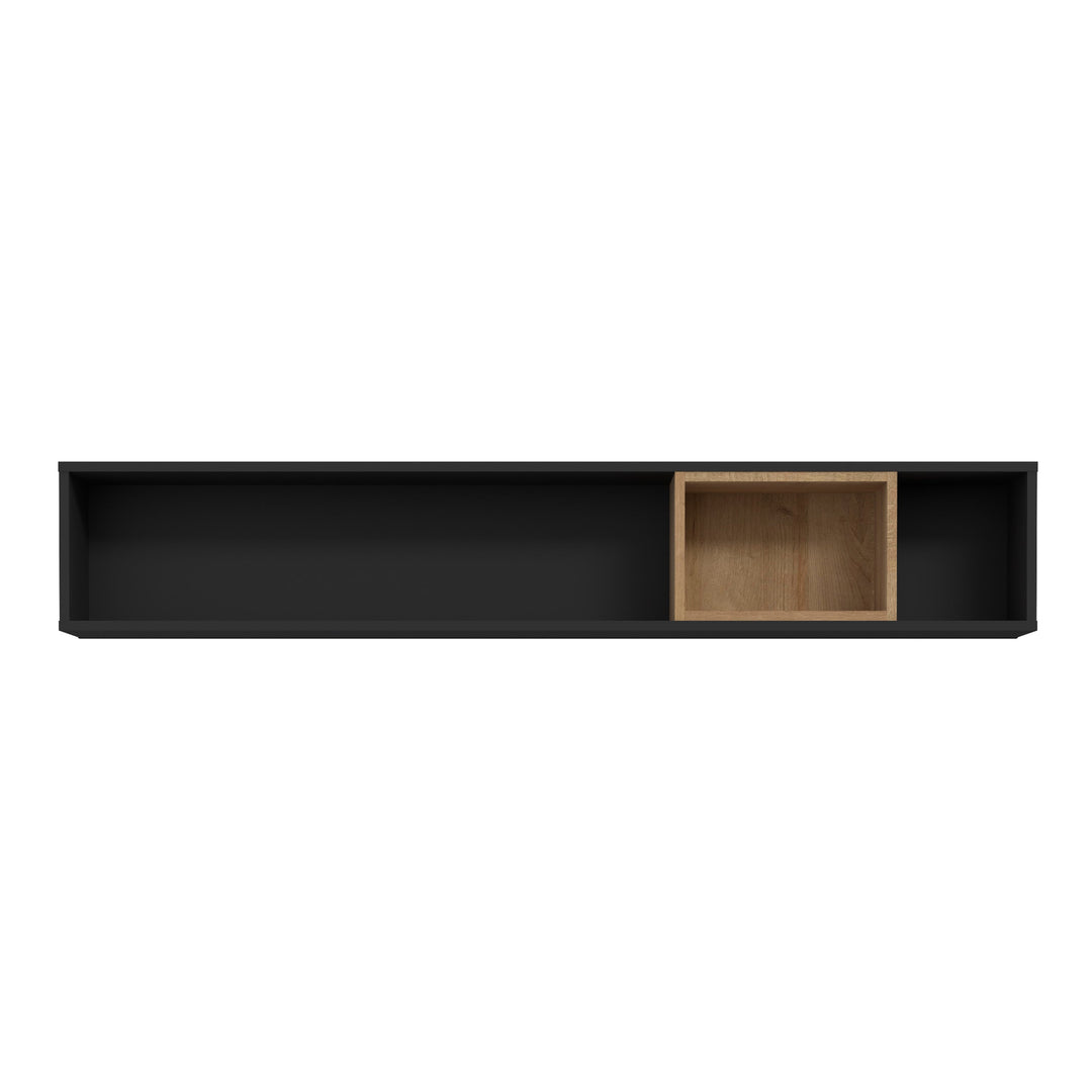 High Rock Wall Shelf in Matt Black/Riviera Oak - TidySpaces