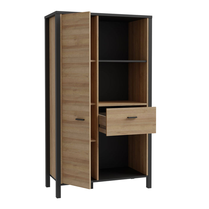 High Rock Wide Shelf Unit in Matt Black/Riviera Oak - TidySpaces