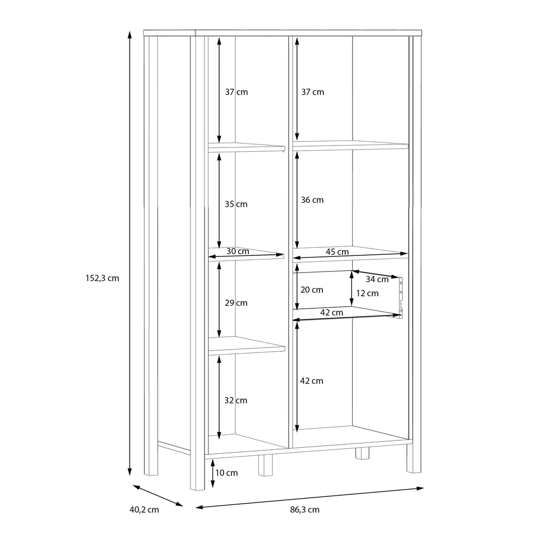 High Rock Wide Shelf Unit in Matt Black/Riviera Oak - TidySpaces