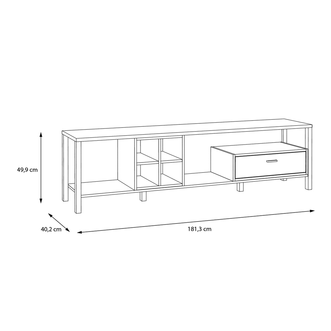 High Rock Wide TV Unit in Matt Black/Riviera Oak - TidySpaces