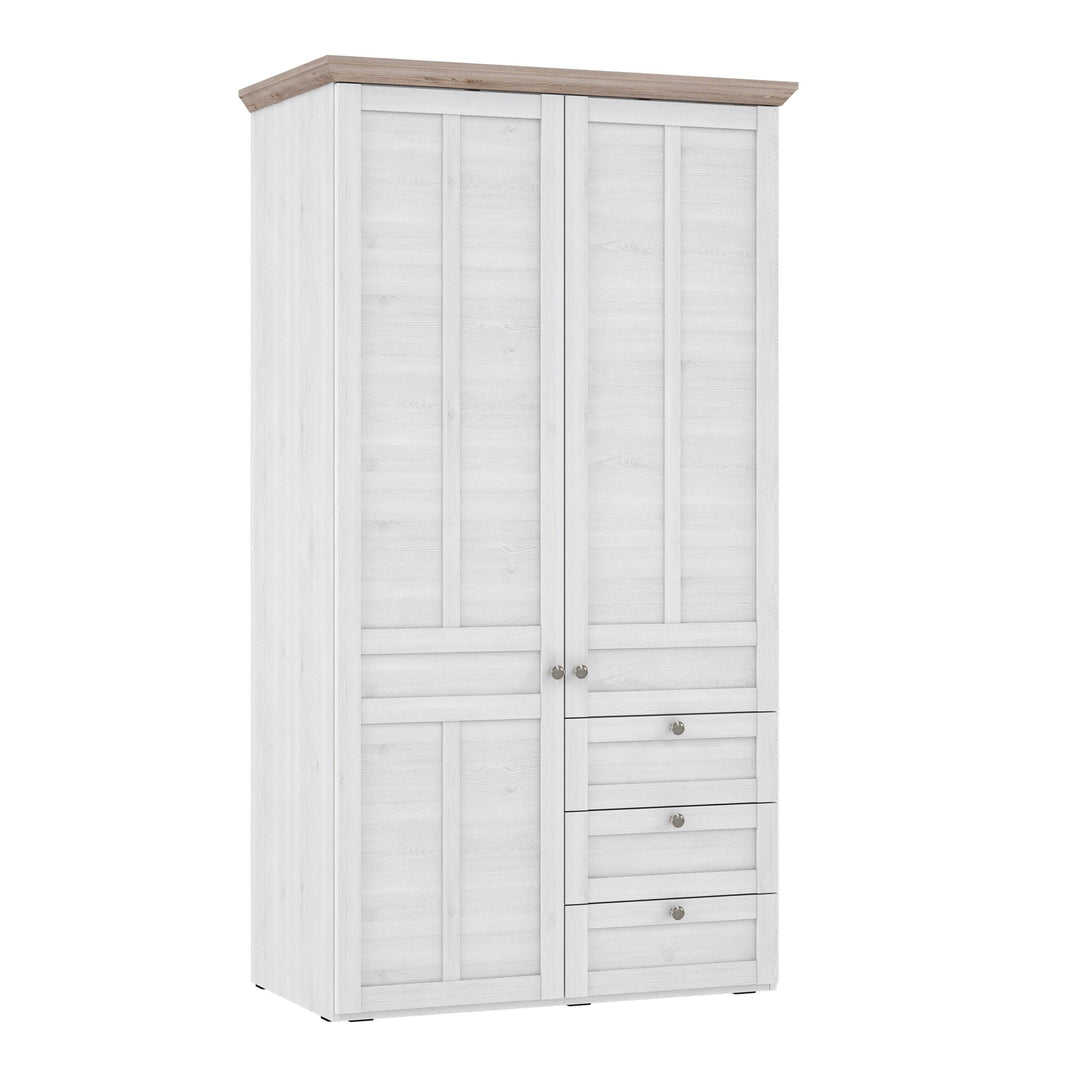 Iloppa 2 Door Wardrobe in Snowy Oak/Oak Nelson - TidySpaces