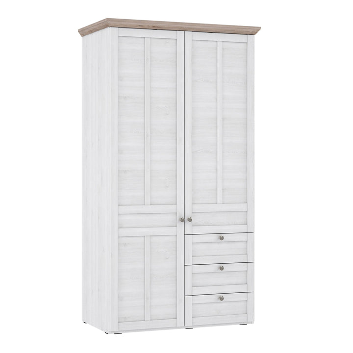 Iloppa 2 Door Wardrobe in Snowy Oak/Oak Nelson - TidySpaces