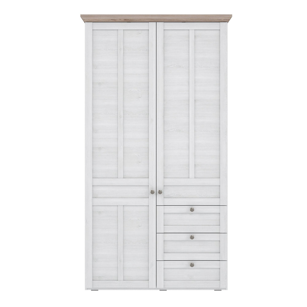 Iloppa 2 Door Wardrobe in Snowy Oak/Oak Nelson - TidySpaces