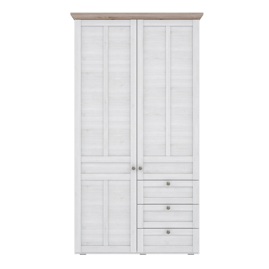 Iloppa 2 Door Wardrobe in Snowy Oak/Oak Nelson - TidySpaces