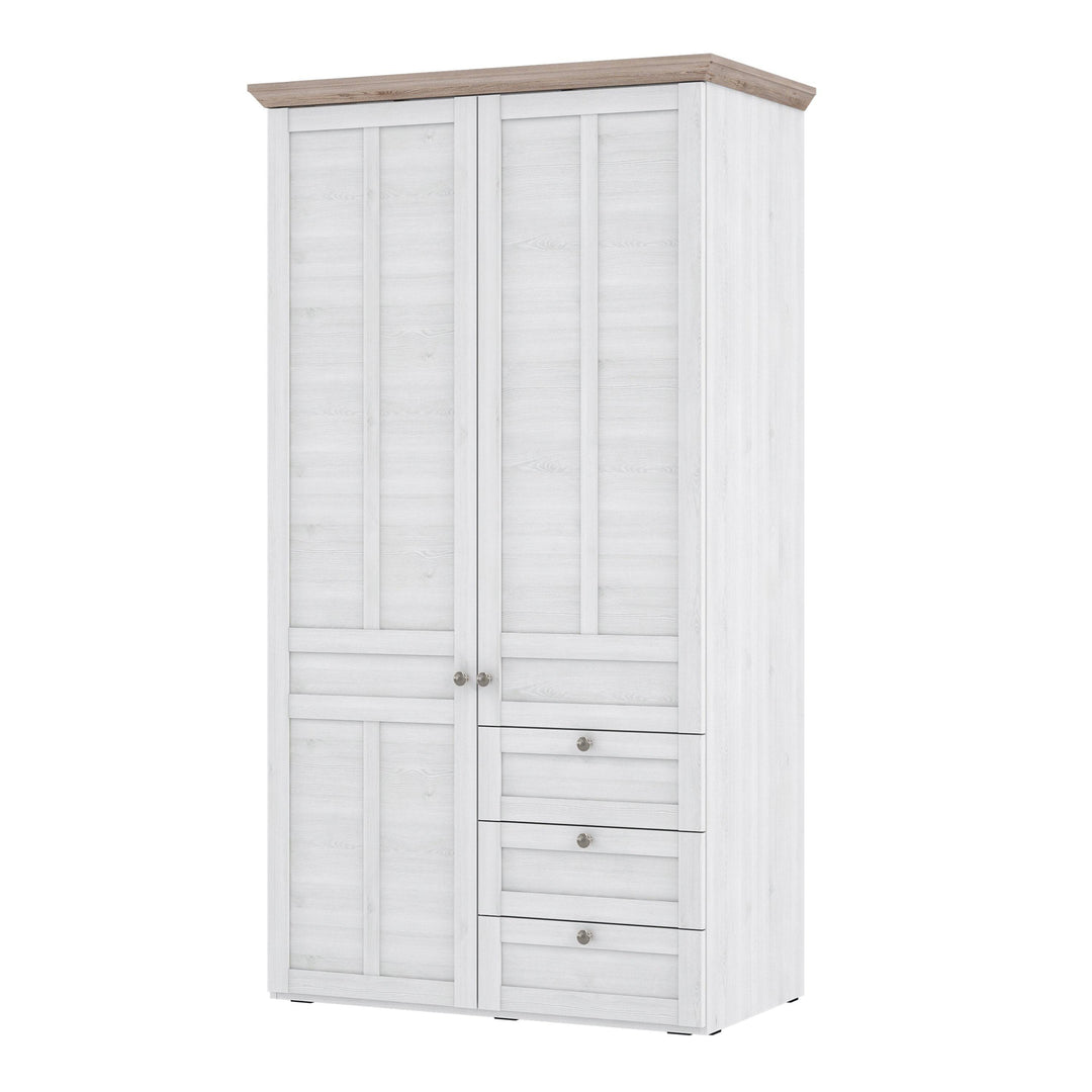 Iloppa 2 Door Wardrobe in Snowy Oak/Oak Nelson - TidySpaces