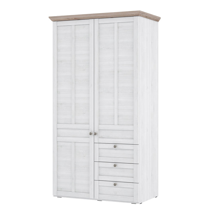 Iloppa 2 Door Wardrobe in Snowy Oak/Oak Nelson - TidySpaces