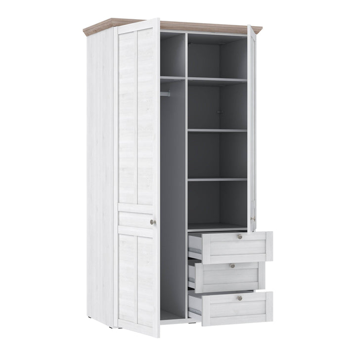 Iloppa 2 Door Wardrobe in Snowy Oak/Oak Nelson - TidySpaces