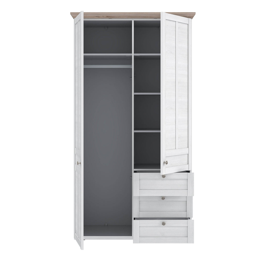 Iloppa 2 Door Wardrobe in Snowy Oak/Oak Nelson - TidySpaces