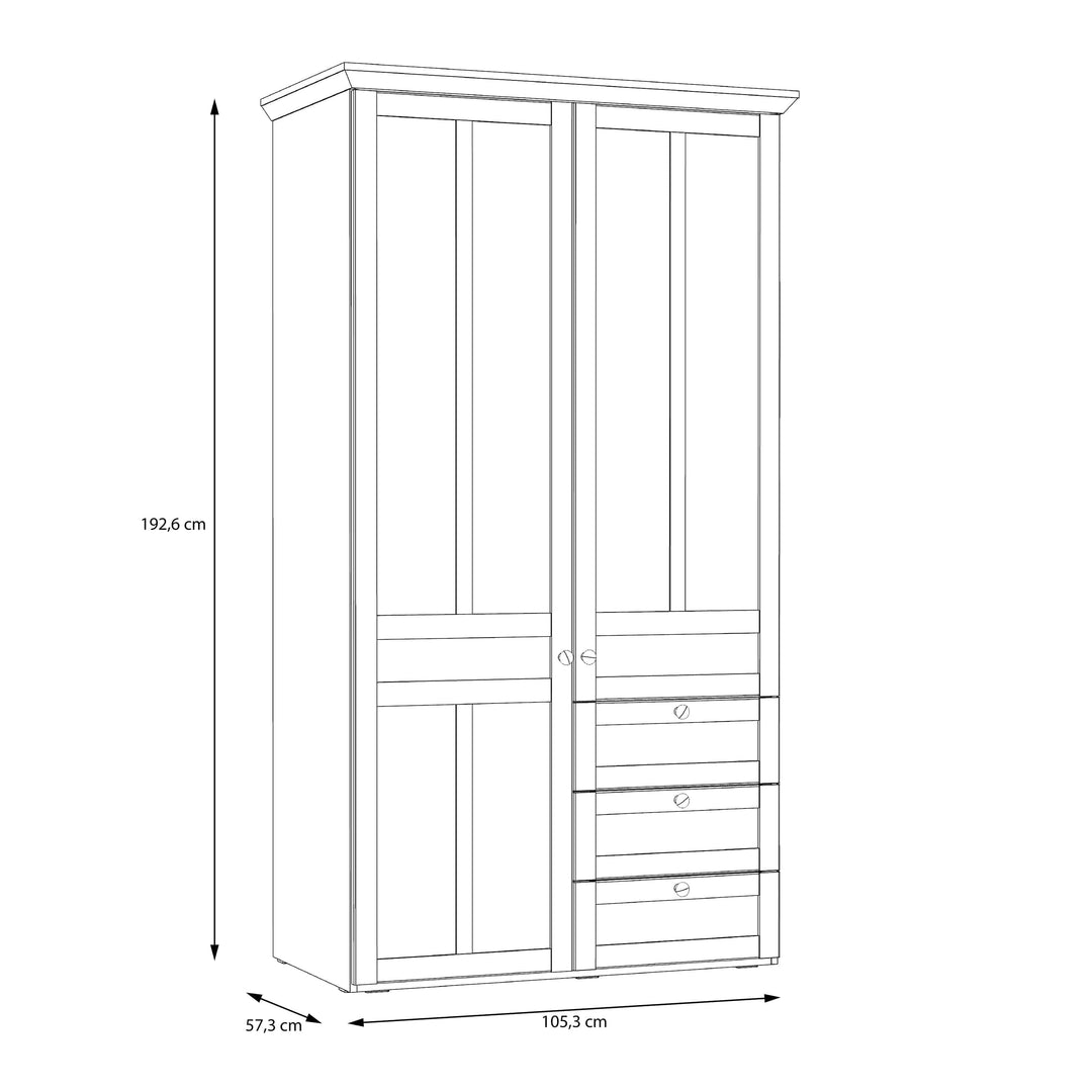 Iloppa 2 Door Wardrobe in Snowy Oak/Oak Nelson - TidySpaces