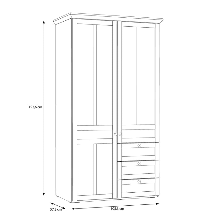 Iloppa 2 Door Wardrobe in Snowy Oak/Oak Nelson - TidySpaces