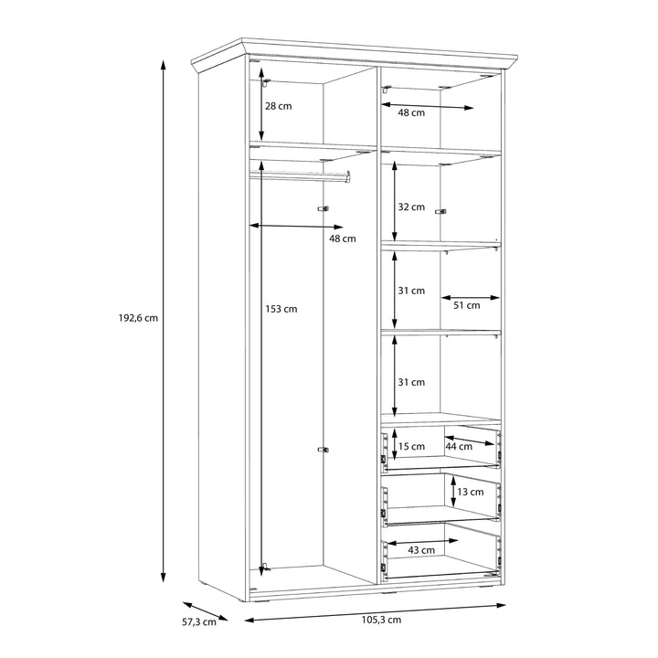 Iloppa 2 Door Wardrobe in Snowy Oak/Oak Nelson - TidySpaces