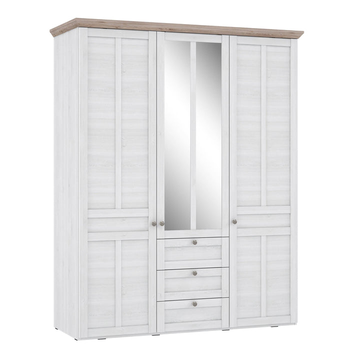 Iloppa 3 Door Wardrobe in Snowy Oak/Oak Nelson - TidySpaces