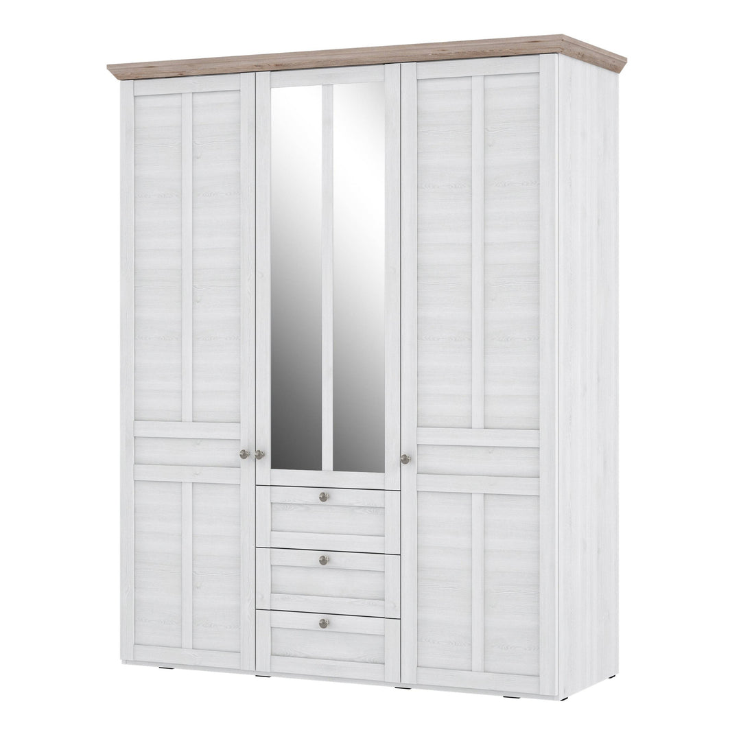 Iloppa 3 Door Wardrobe in Snowy Oak/Oak Nelson - TidySpaces