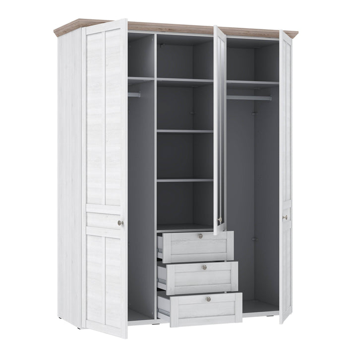 Iloppa 3 Door Wardrobe in Snowy Oak/Oak Nelson - TidySpaces