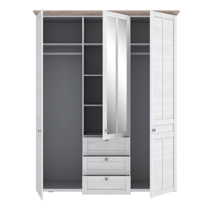 Iloppa 3 Door Wardrobe in Snowy Oak/Oak Nelson - TidySpaces