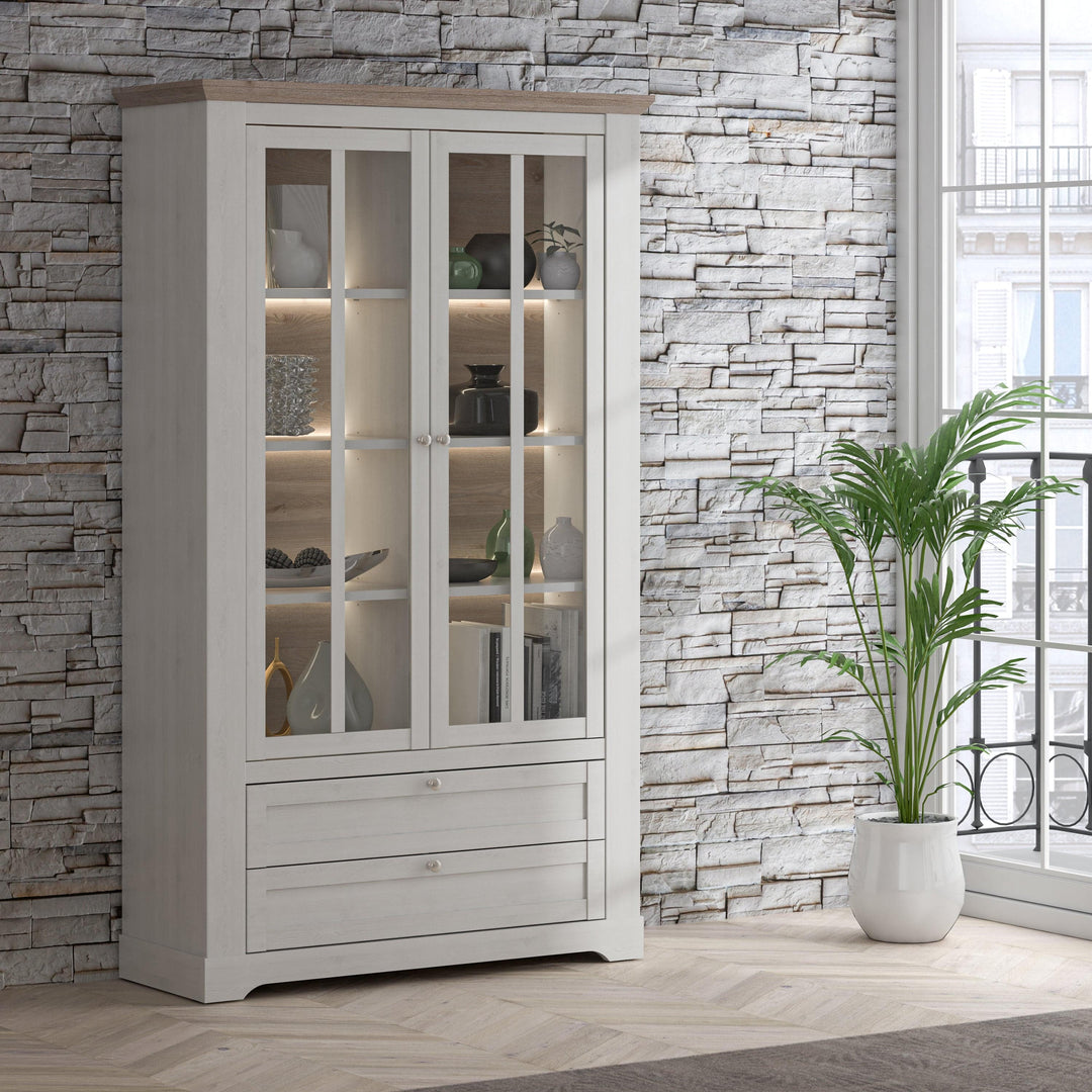 Iloppa Display Cabinet in Snowy Oak/Oak Nelson - TidySpaces