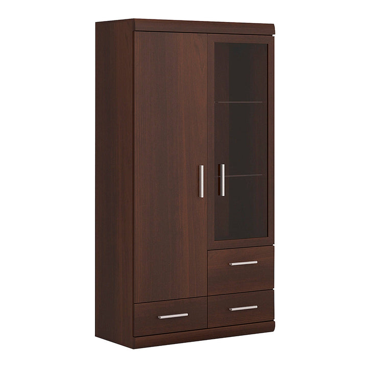 Imperial 2 Door 3 Drawer Glazed Display Cabinet in Dark Mahogany Melamine - TidySpaces