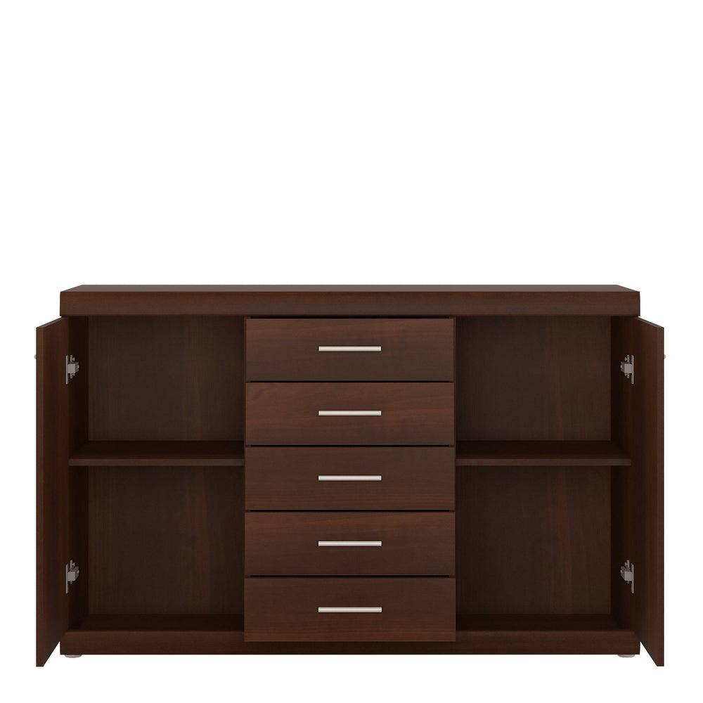 Imperial 2 Door 5 Drawer Sideboard in Dark Mahogany Melamine - TidySpaces