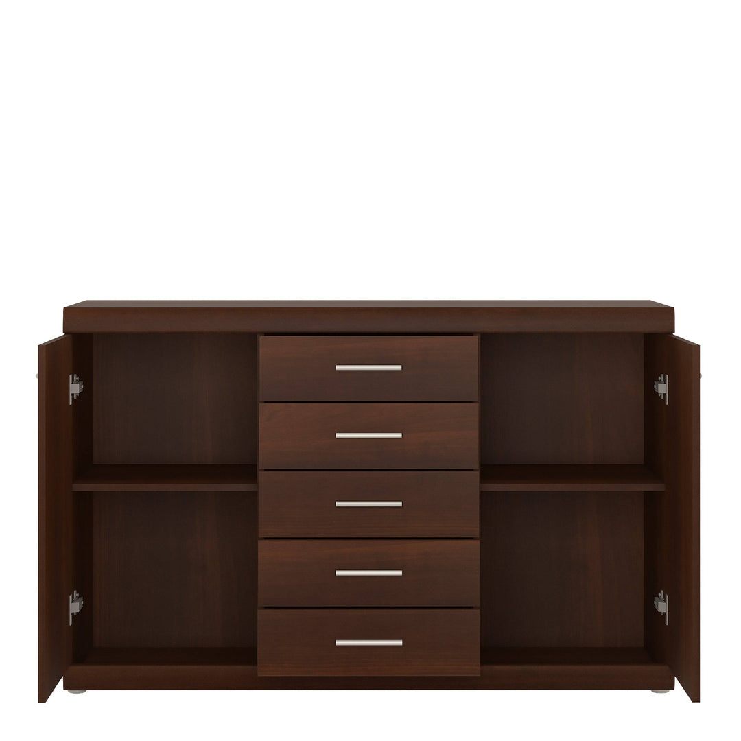 Imperial 2 Door 5 Drawer Sideboard in Dark Mahogany Melamine - TidySpaces