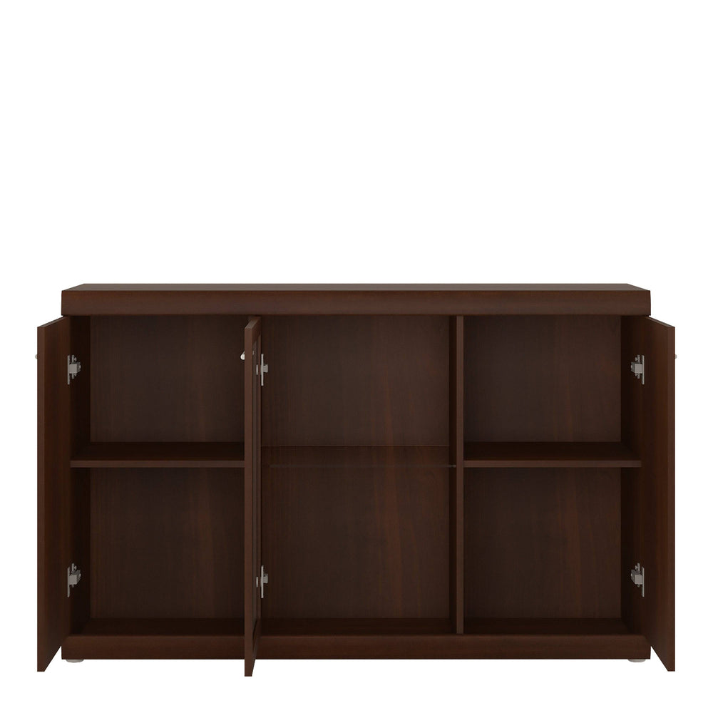 Imperial 3 Door Glazed Sideboard in Dark Mahogany Melamine - TidySpaces