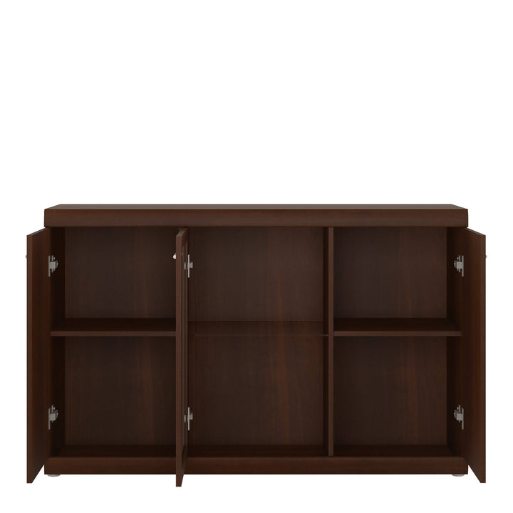 Imperial 3 Door Glazed Sideboard in Dark Mahogany Melamine - TidySpaces