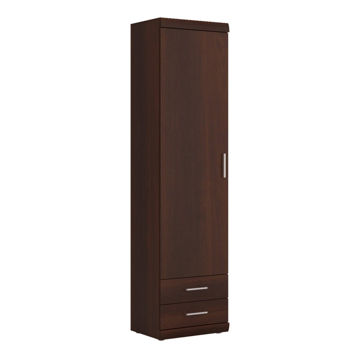 Imperial Tall 1 Door 2 Drawer Narrow Cabinet in Dark Mahogany Melamine - TidySpaces