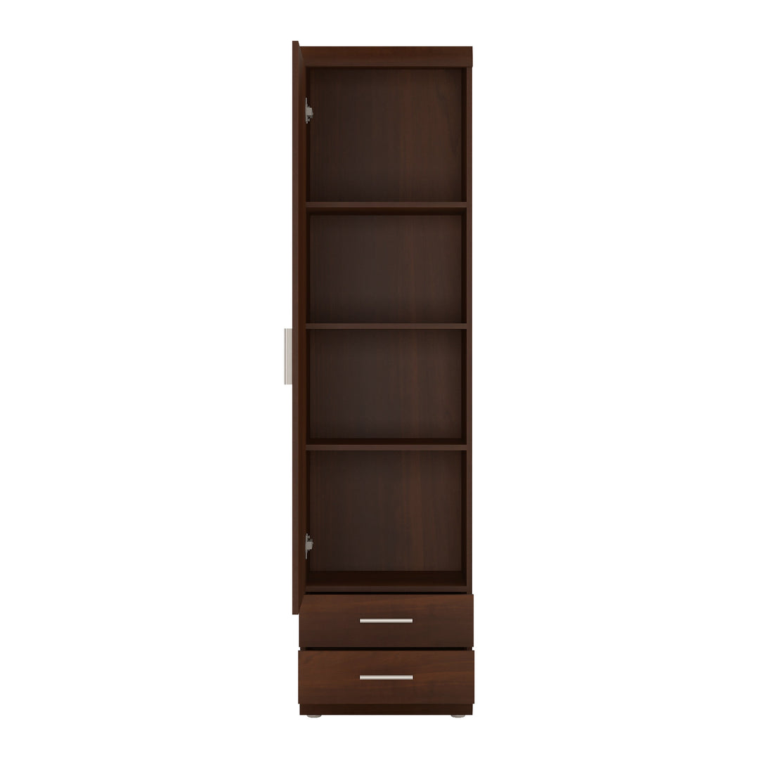 Imperial Tall 1 Door 2 Drawer Narrow Cabinet in Dark Mahogany Melamine - TidySpaces