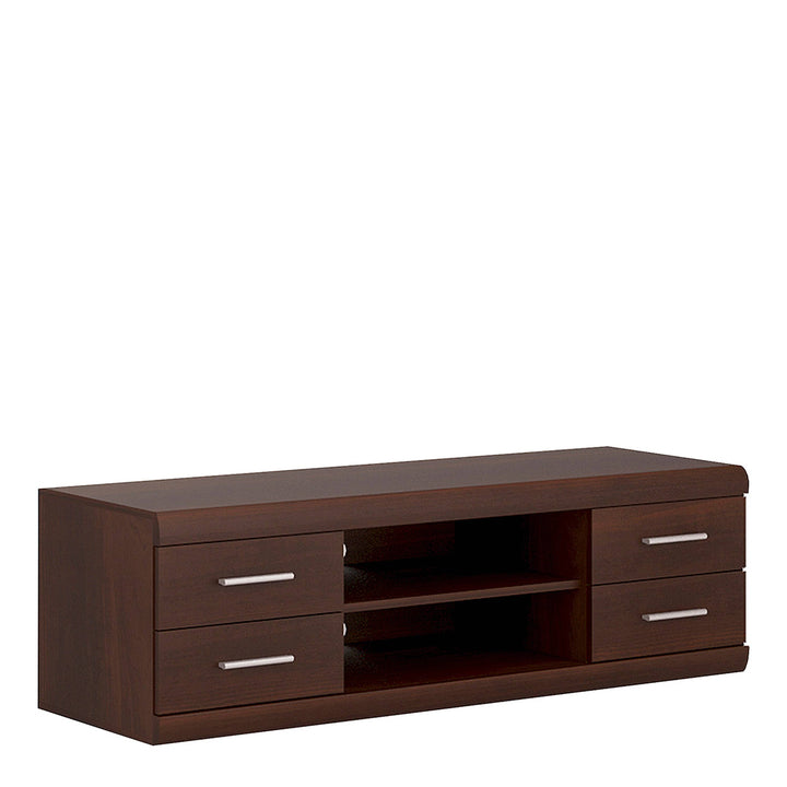 Imperial Wide 4 Drawer TV Cabinet in Dark Mahogany Melamine - TidySpaces