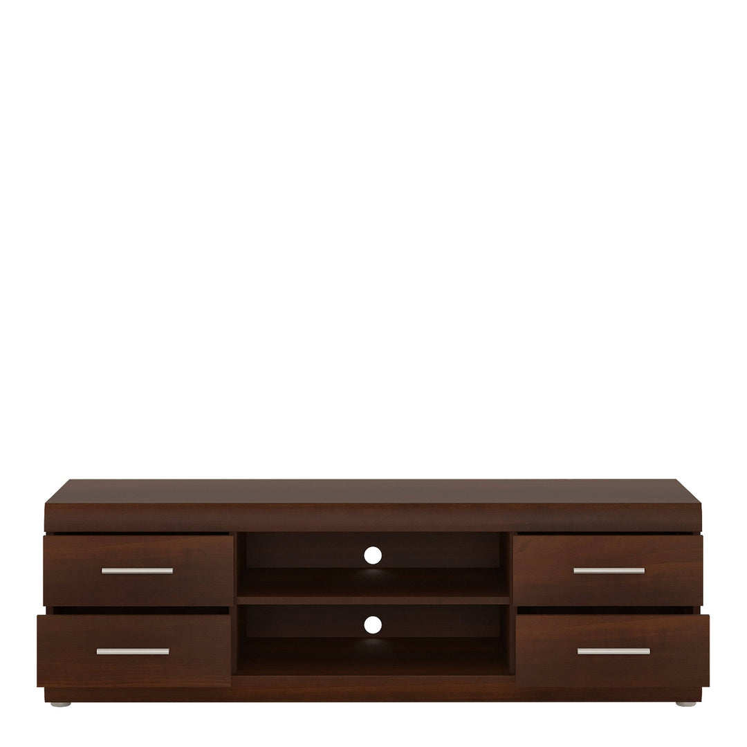 Imperial Wide 4 Drawer TV Cabinet in Dark Mahogany Melamine - TidySpaces