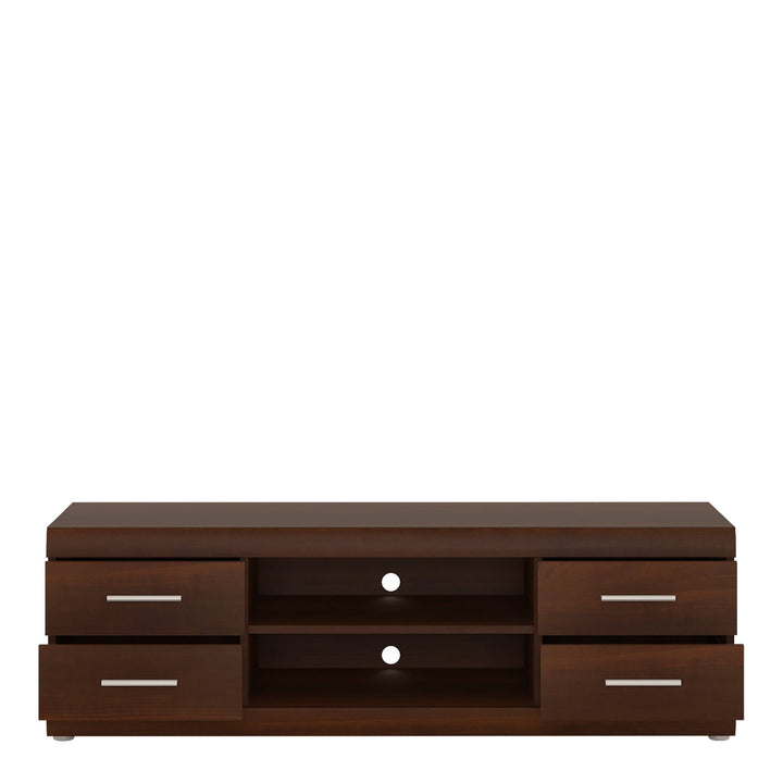 Imperial Wide 4 Drawer TV Cabinet in Dark Mahogany Melamine - TidySpaces