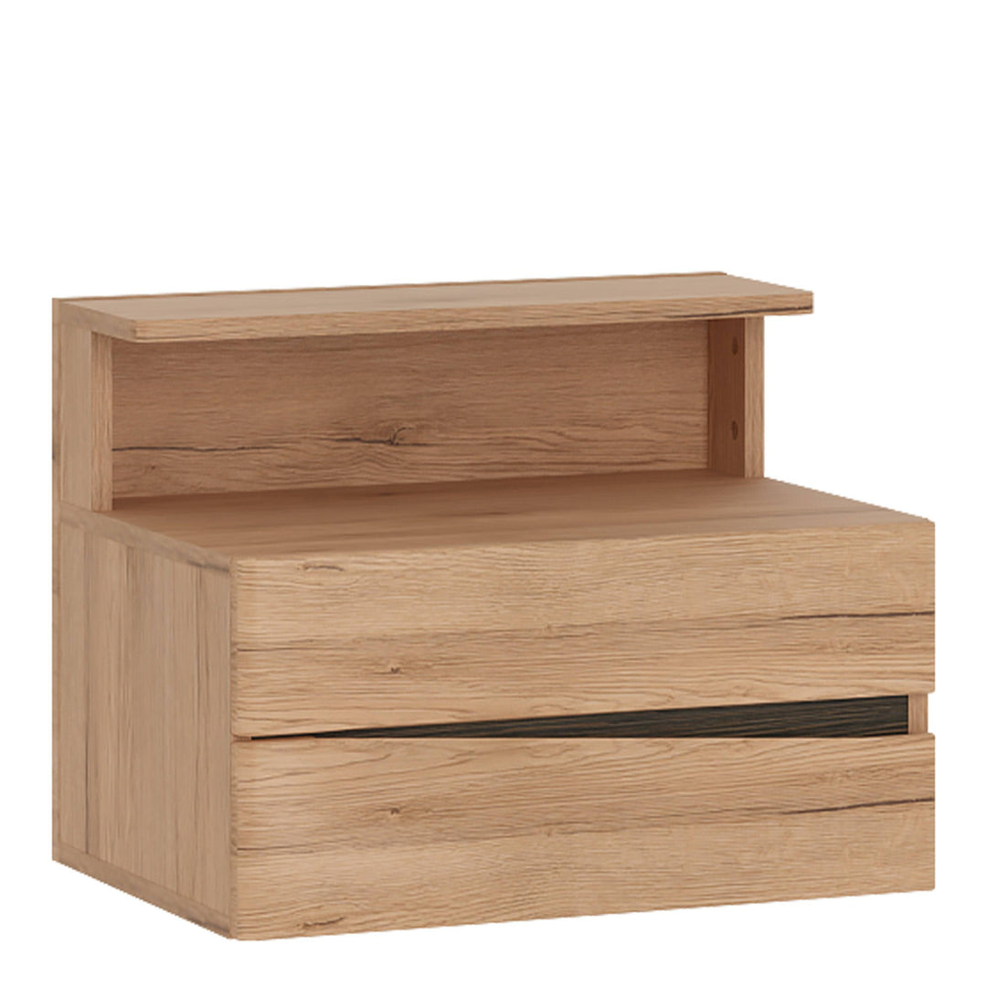 Kensington 2 Drawer Bedside Cabinet LH Drawer (wall fixing) in Oak - TidySpaces