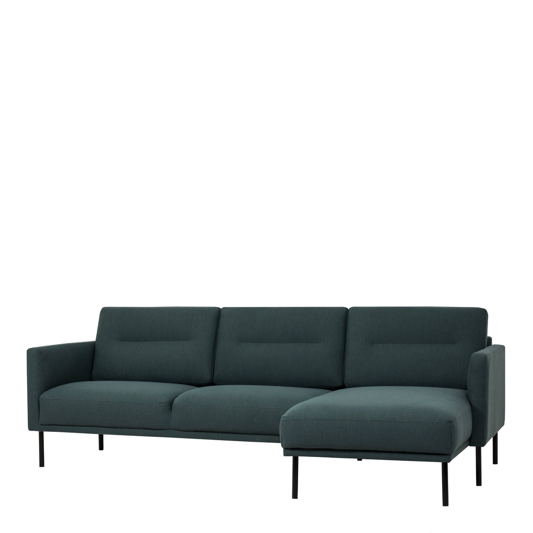 Larvik Chaiselongue Sofa (RH) - Dark Green, Black Legs - TidySpaces