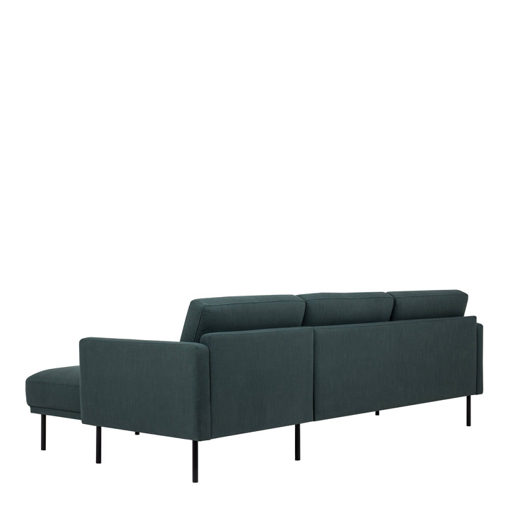 Larvik Chaiselongue Sofa (RH) - Dark Green, Black Legs - TidySpaces