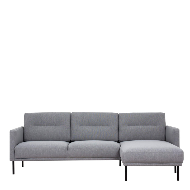 Larvik Chaiselongue Sofa (RH) - Grey, Black Legs - TidySpaces