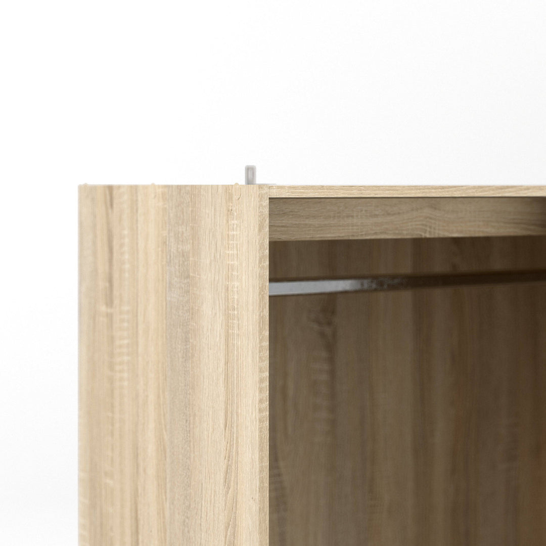 Line Wardrobe - 3 Doors 6 Drawers in Oak with White High Gloss - TidySpaces