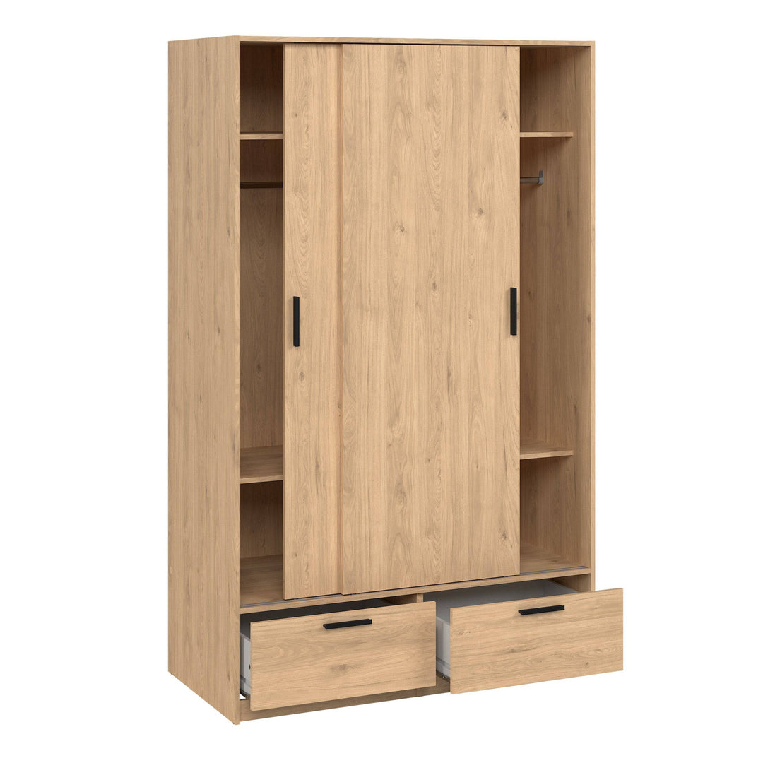 Line Wardrobe with 2 Doors + 2 Drawers in Jackson Hickory Oak - TidySpaces