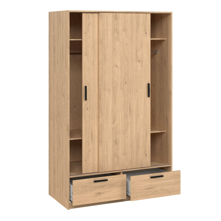 Line Wardrobe with 2 Doors + 2 Drawers in Jackson Hickory Oak - TidySpaces