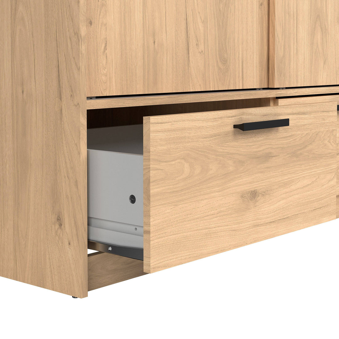 Line Wardrobe with 2 Doors + 2 Drawers in Jackson Hickory Oak - TidySpaces