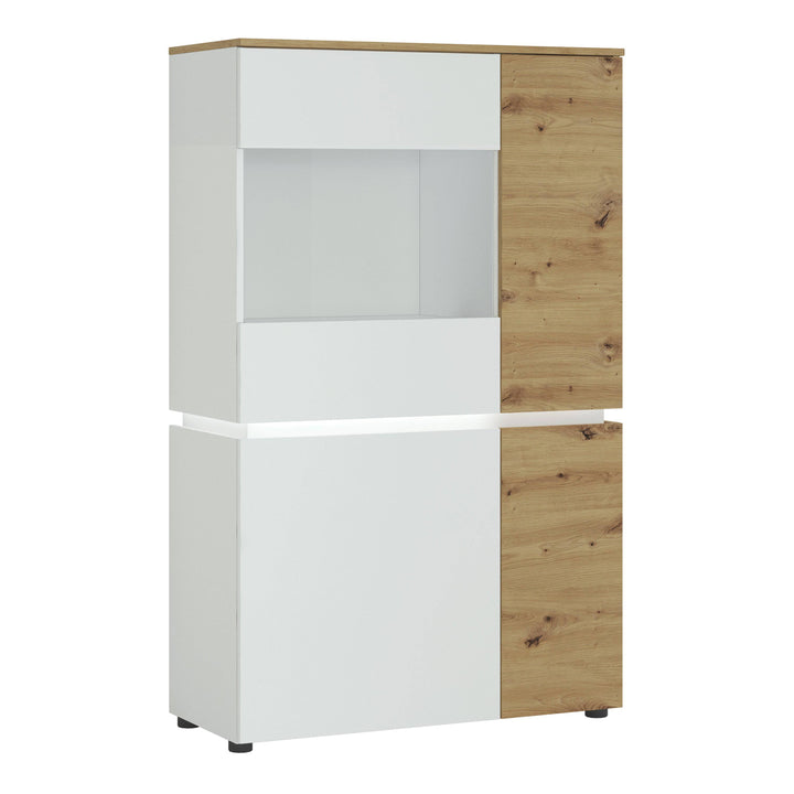 Luci 4 door low display cabinet  (including LED lighting) in White and Oak