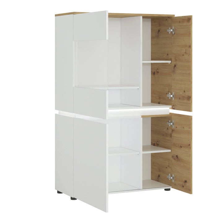 Luci 4 door low display cabinet  (including LED lighting) in White and Oak